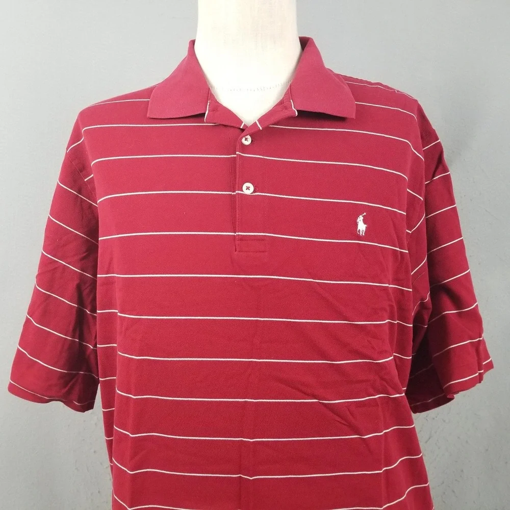 Polo Golf Ralph Lauren Polo Shirt Mens XL Red Stripe Pima Cotton Colonial Golf